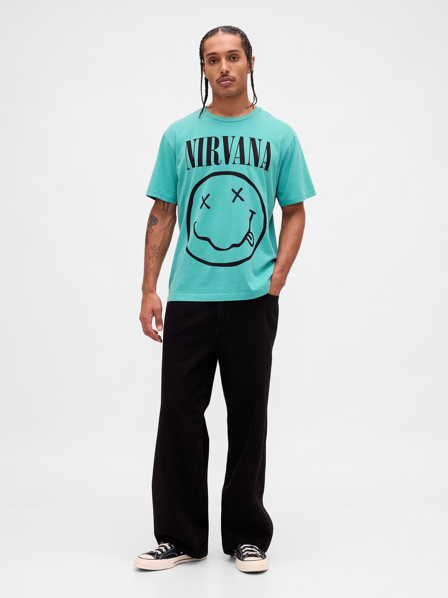 Turkuaz Nirvana Grafik T-shirt