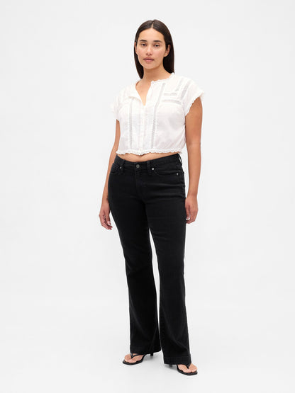 Siyah Curvy Low Rise Long & Jean Pantolon