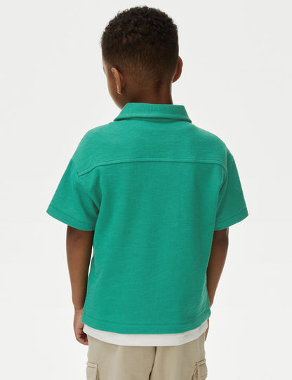 Saf Pamuklu Örme Polo Yaka T-shirt (2-7 Yaş)