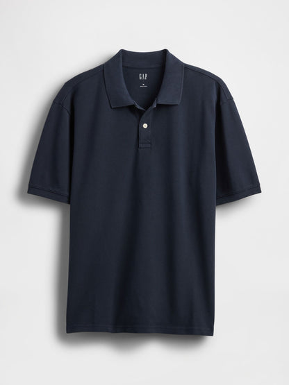 Gri Relaxed Pique Polo T-shirt
