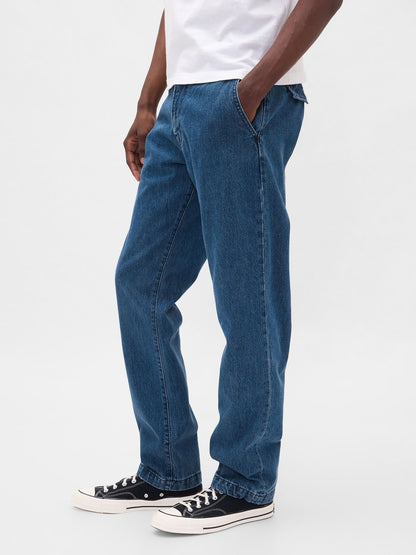 Koyu Mavi Relaxed Straight Pantolon Jean