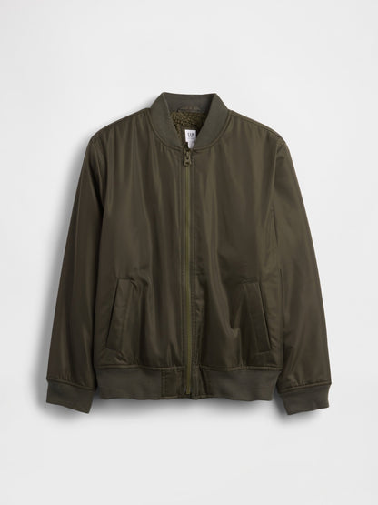 Haki Saten Bomber Ceket