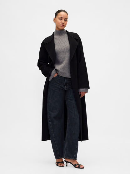 Gri Cashsoft Shaker Örgü Turtleneck Kazak
