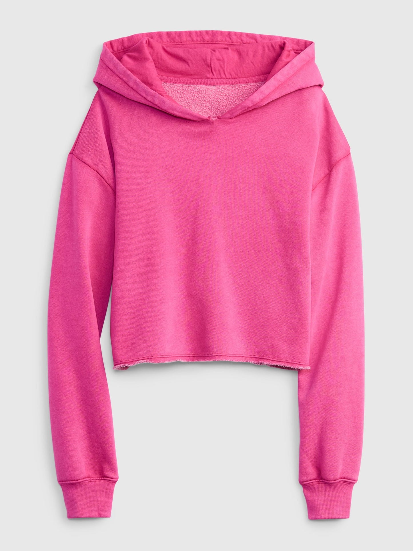 Pembe Crop Kapüşonlu Sweatshirt