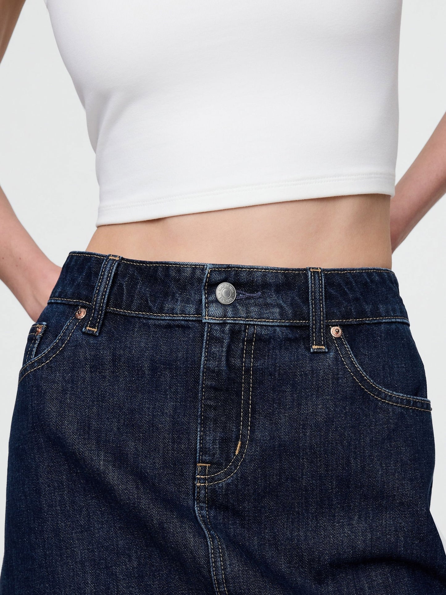 Lacivert Denim Mini Etek