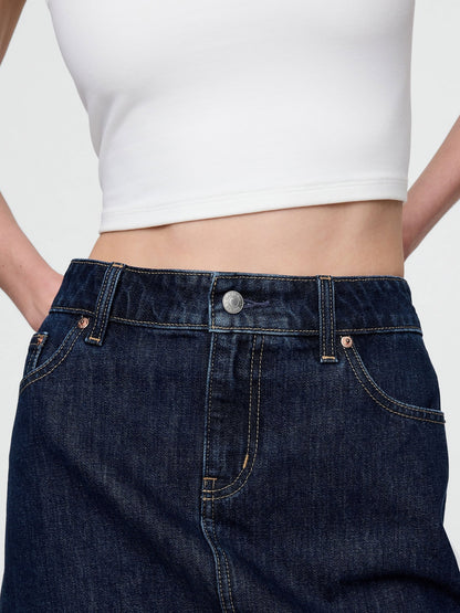 Lacivert Denim Mini Etek