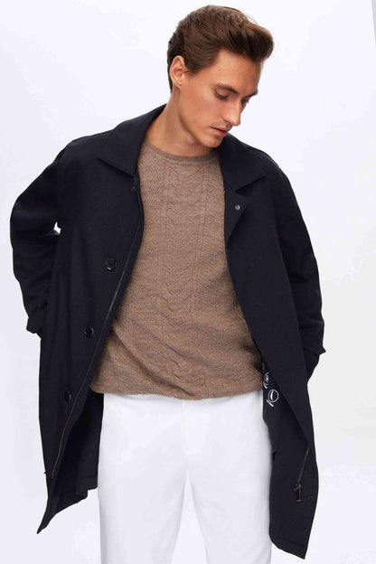 Damat Lacivert Yün Karışımlı Successori Reda Palto