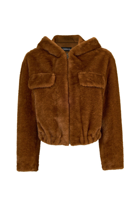 Arosa Kadın Camel Kapüşonlu Oversize Teddy Mont