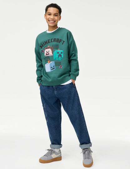 Pamuklu Minecraft Sweatshirt (6-16 Yaş)
