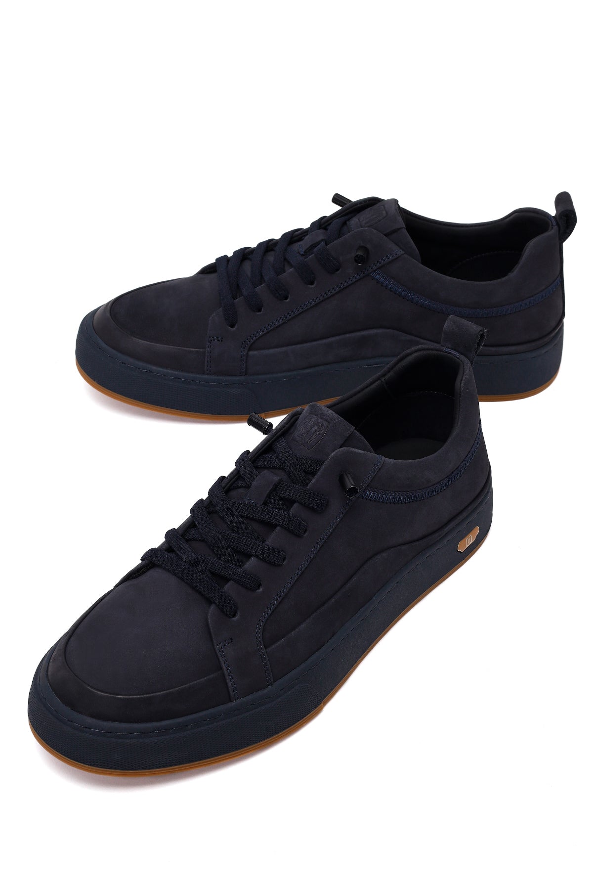 Erkek Lacivert Bağcıklı Nubuk Deri Sneaker