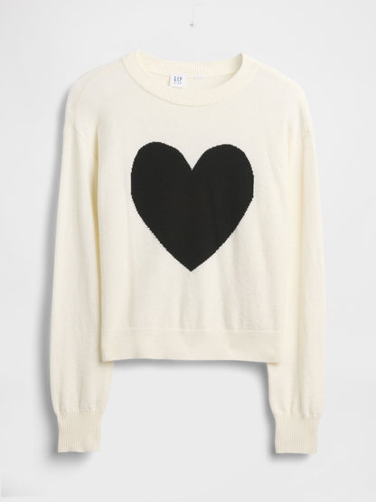 Beyaz Cashsoft Intarsia Crew Kazak