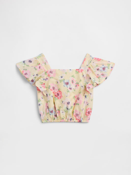 Çok Renkli Flutter Sleeve Bluz