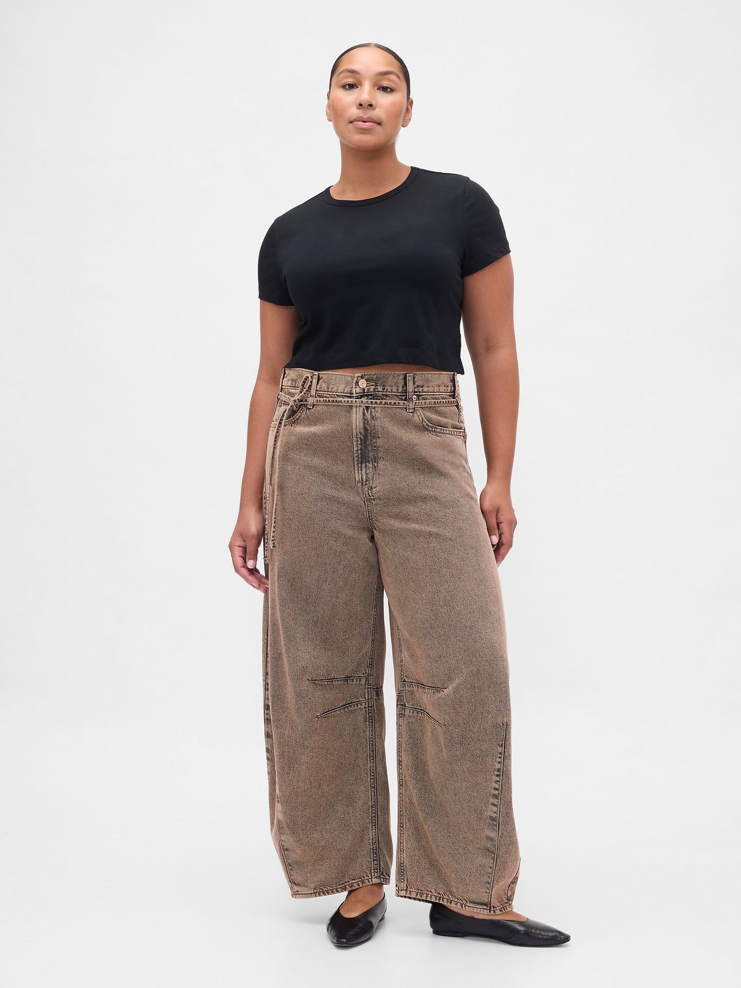 Kahverengi High Rise Ultrasoft Horseshoe Jean Pantolon