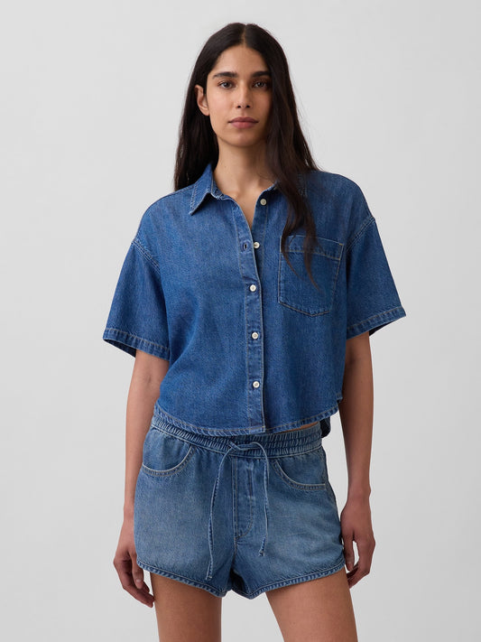 Mavi Ultrasoft Denim Oversized Camp Gömlek