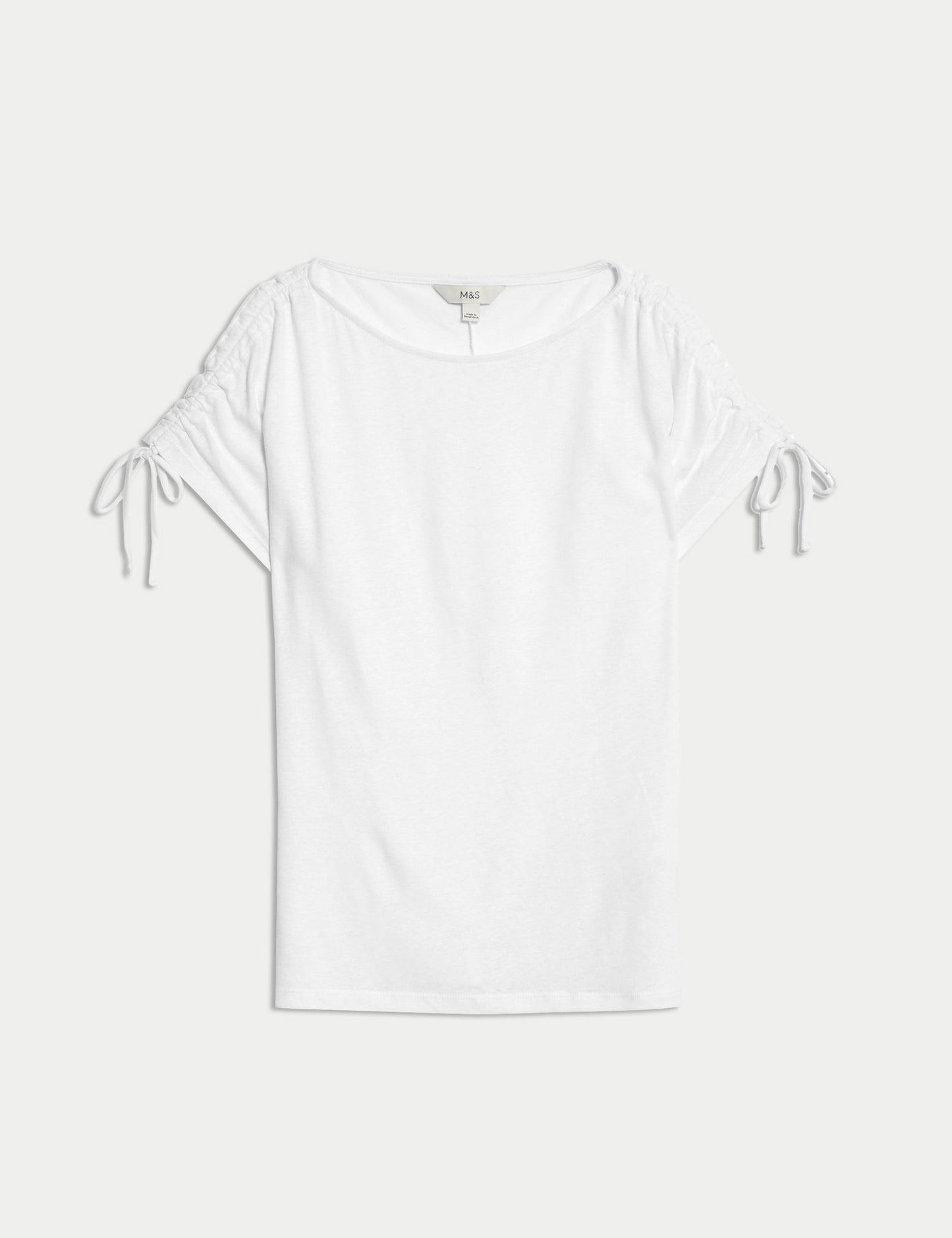 Keten-karışımlı Büzgülü T-shirt
