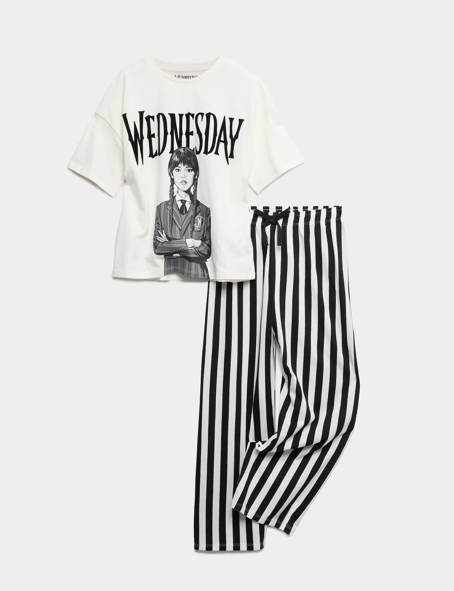 Saf Pamuklu Wednesday Desenli Pijama Takımı (6-16 Yaş)