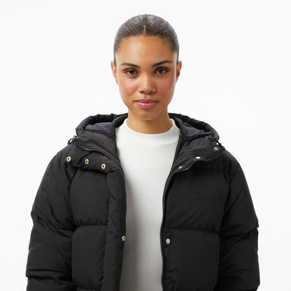 Lacoste Kadın Kapüşonlu Siyah Mont