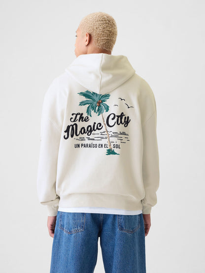 Kırık Beyaz Gap Logo Miami City Grafikli Sweatshirt