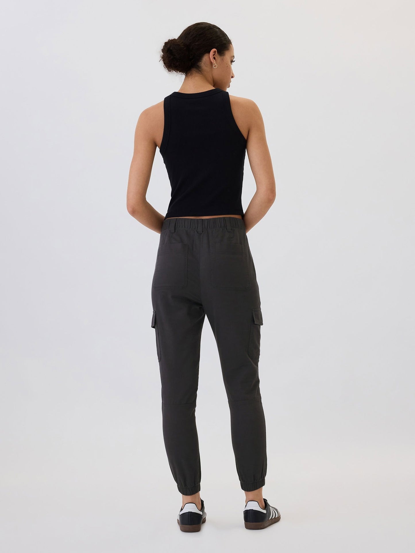 Siyah Twill Jogger Kargo Pantolon