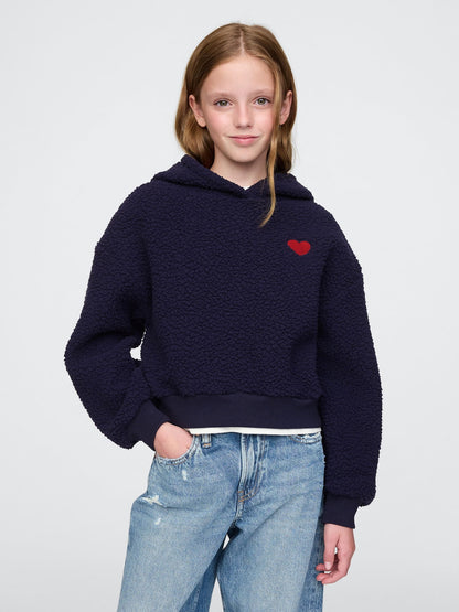 Lacivert Sherpa Crop Sweatshirt