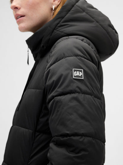 Siyah Coldcontrol Relaxed Midi Şişme Mont
