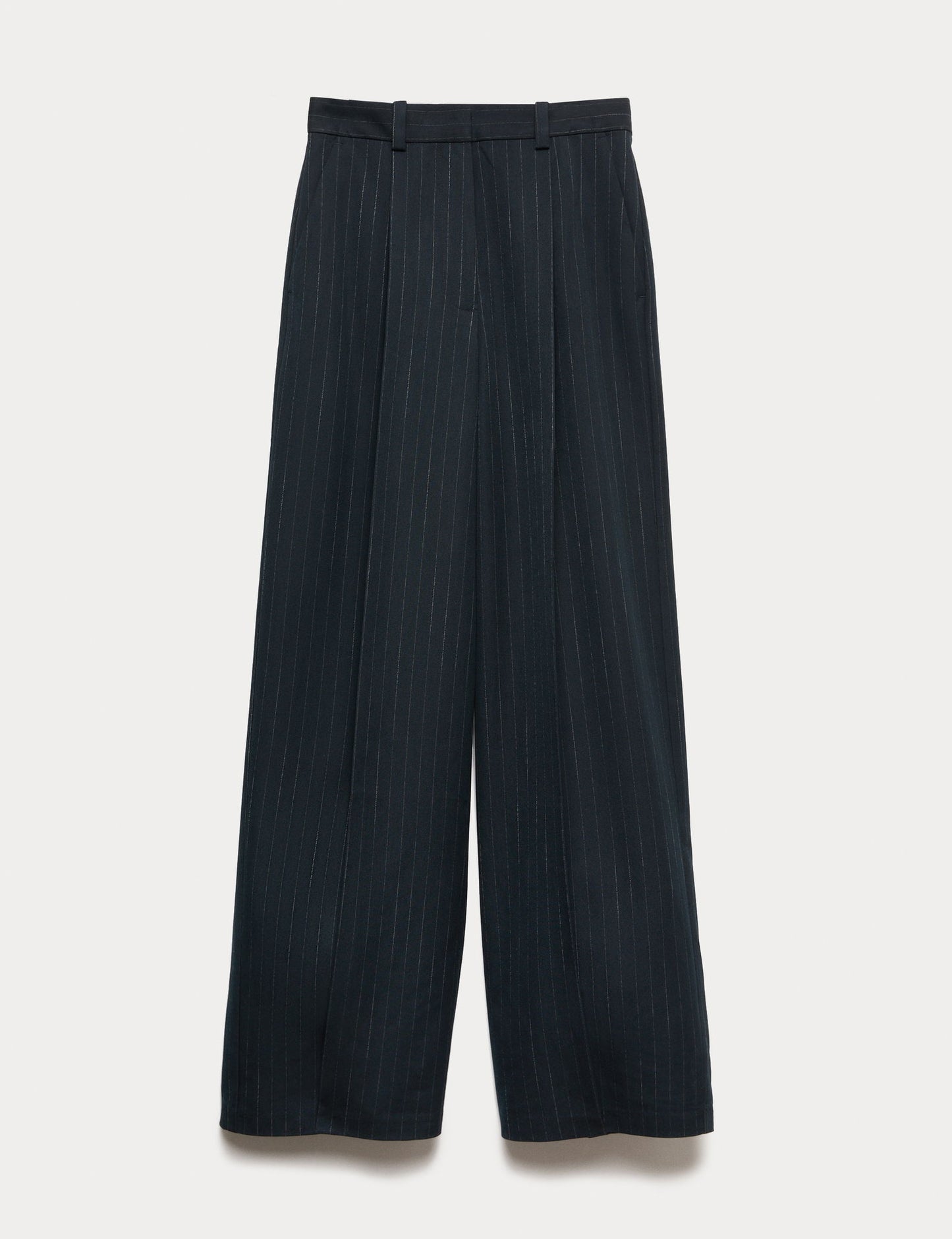 Çizgili Tek Pileli Geniş Paça Pantolon