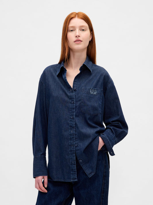 Koyu Mavi Ultrasoft Denim Big Gömlek