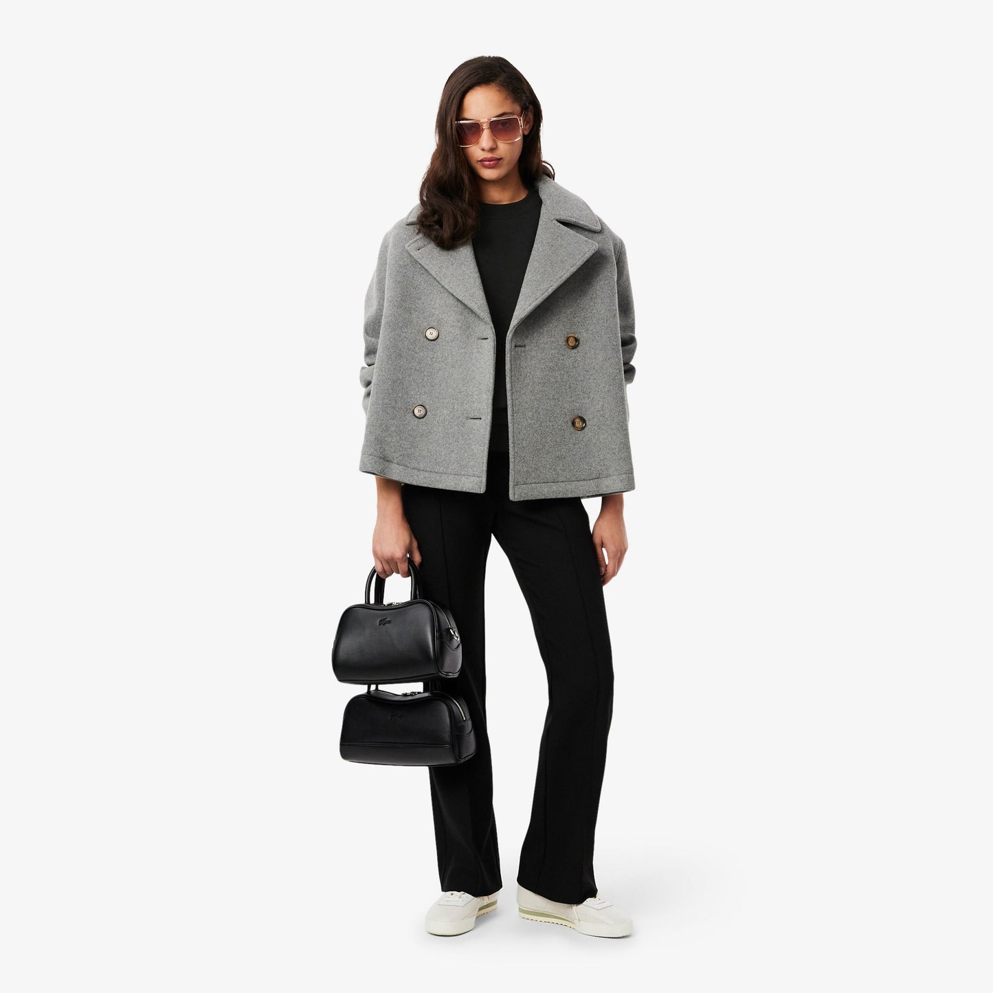 Lacoste Kadın Relaxed Fit Bisiklet Yaka Siyah Sweatshirt