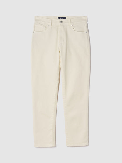 Kırık Beyaz Mid Rise Classic Straight Jean Pantolon