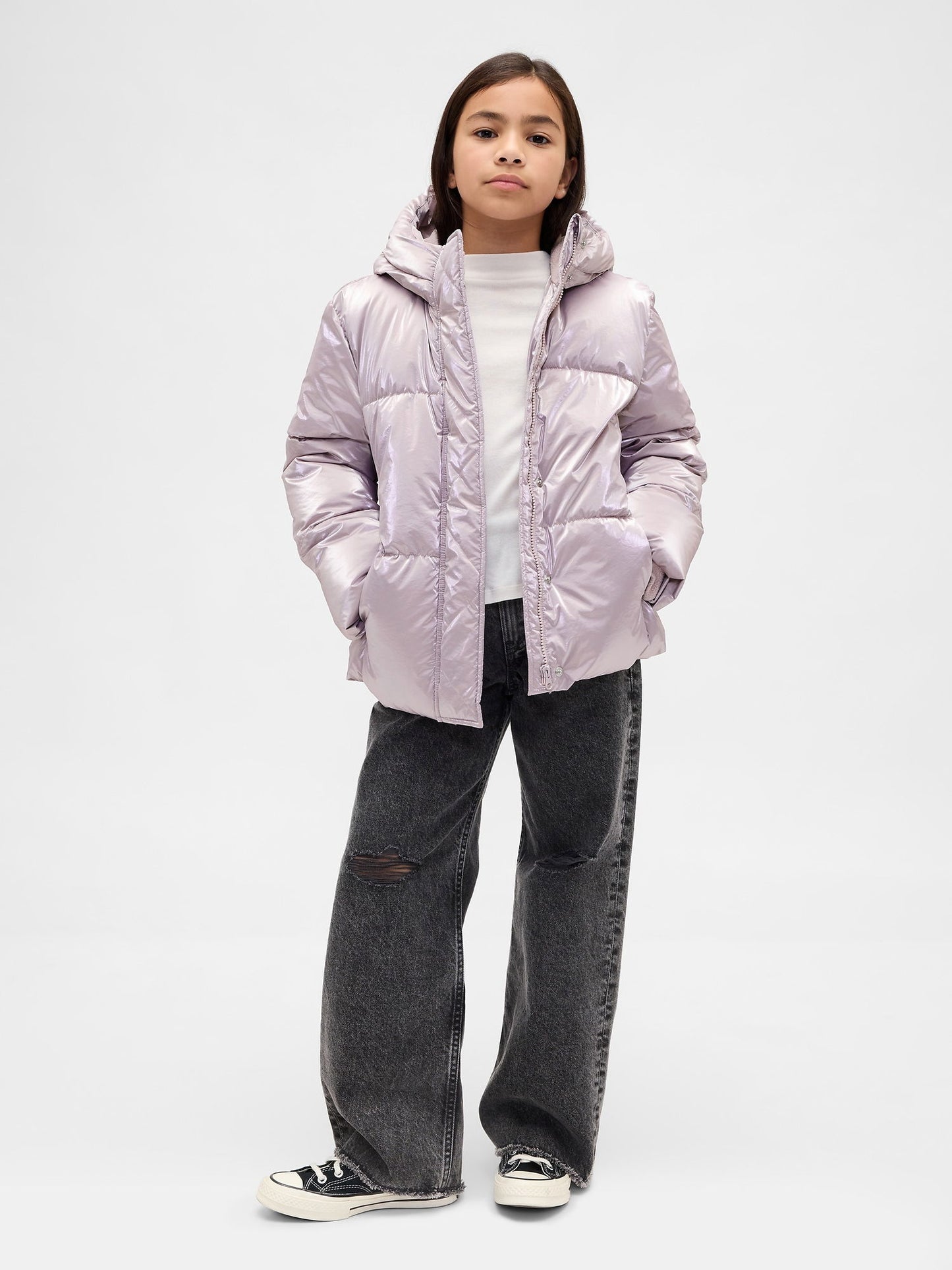 Lila Puffer Şişme Mont