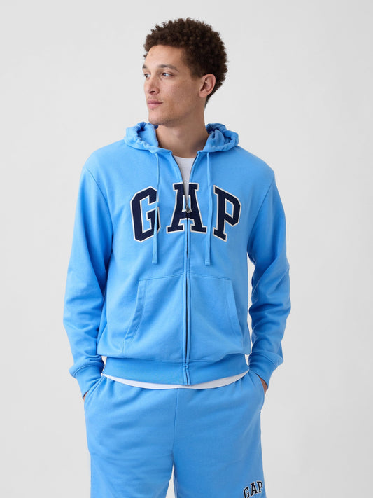 Açık Mavi Relaxed Gap Logo Fransız Havlu Kumaş Fermuarlı Sweatshirt