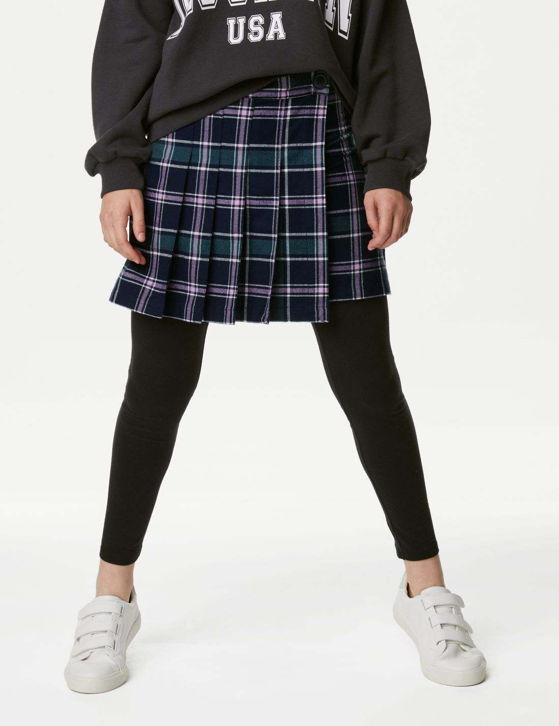 Ekose Desenli Mini Etek (6-16 Yaş)