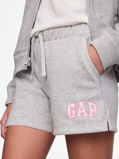Gri Gap Logo Havlu Kumaş Pull-on Şort