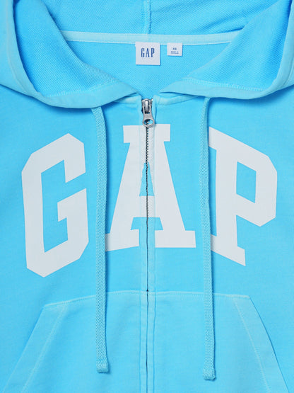 Açık Mavi Oversized Gap Logo Fransız Havlu Kumaş Fermuarlı Sweatshirt