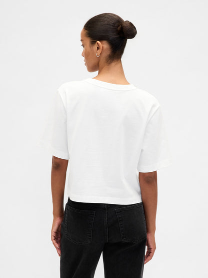 Beyaz Heavyweight Jewel-neck Crop T-shirt