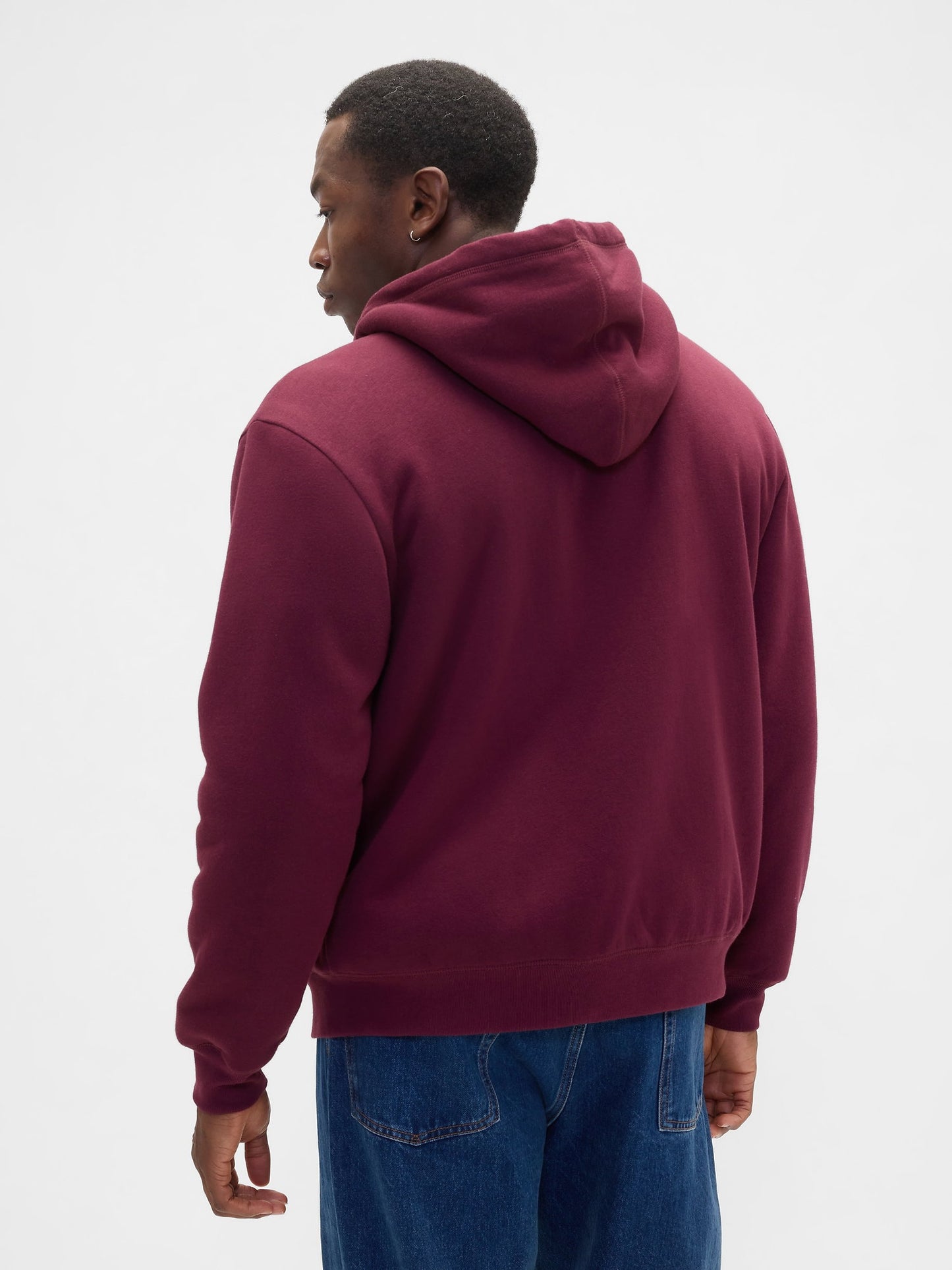 Bordo Relaxed Gap Logo Sherpa Astarlı Fermuarlı Sweatshirt