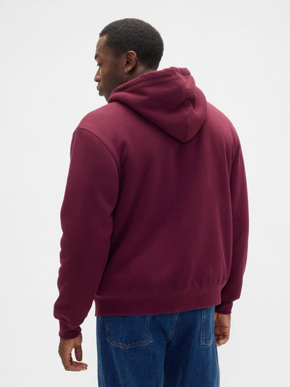 Bordo Relaxed Gap Logo Sherpa Astarlı Fermuarlı Sweatshirt