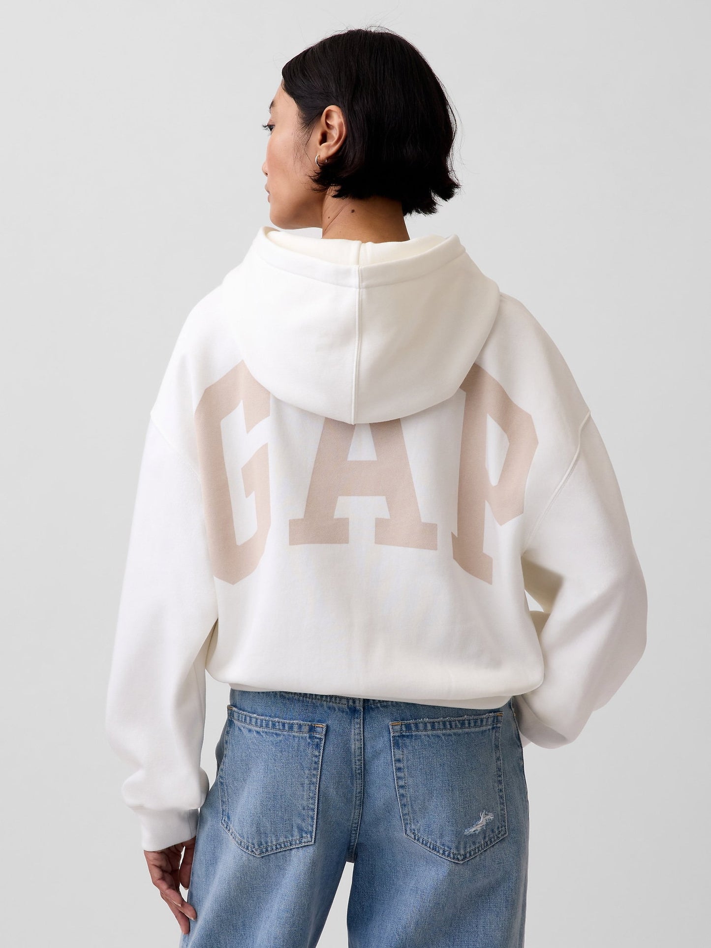 Beyaz Vintagesoft Oversized Crop Logo Sweatshirt