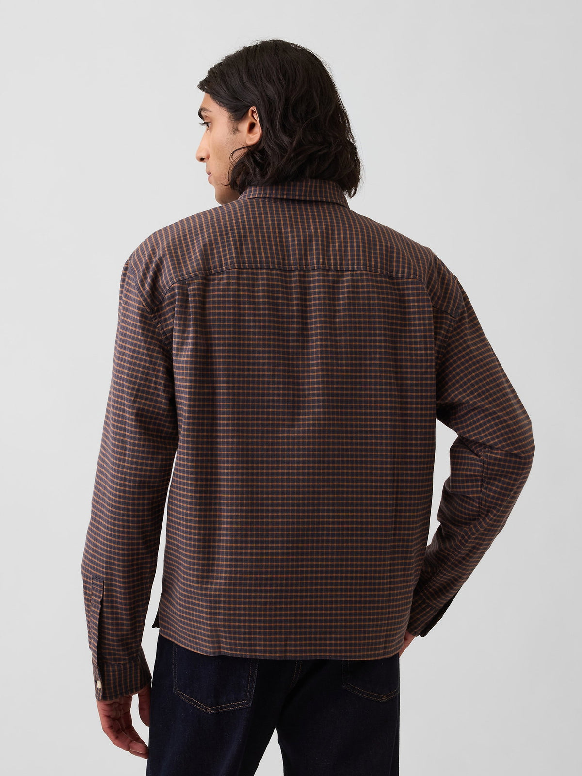 Kahverengi Relaxed Crop Straight-hem Oxford Gömlek