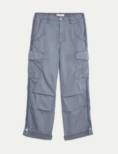 Lyocell™ Straight Leg Crop Kargo Pantolon