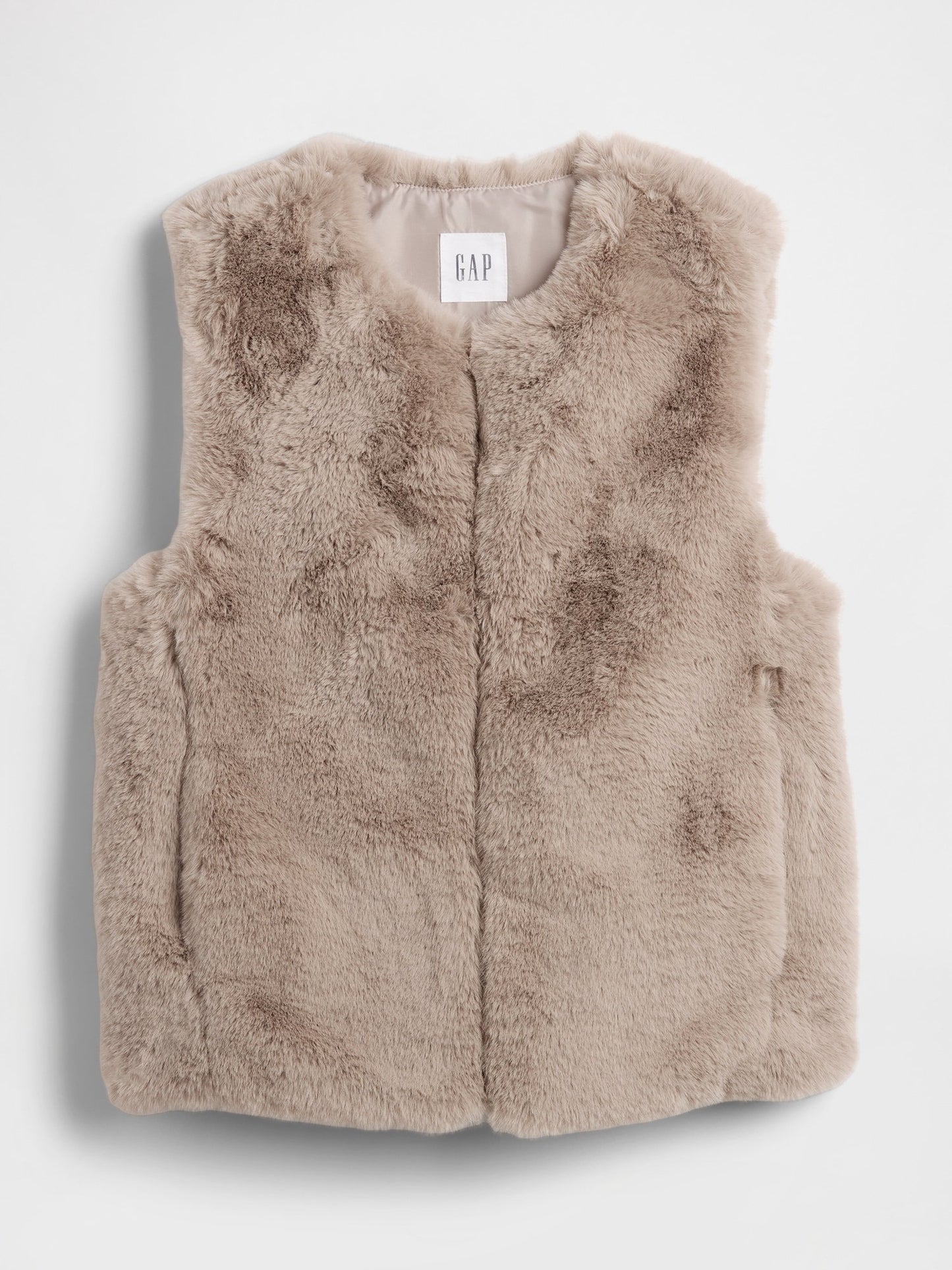 Kahverengi %100 Geri Dönüştürülmüş Faux-fur Kürk Yelek