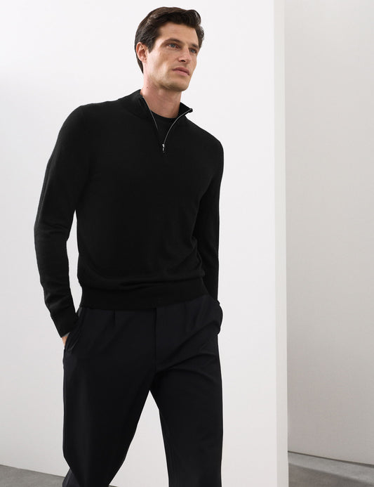 Pure Extra Merino Yün Yarım Fermuarlı Kazak