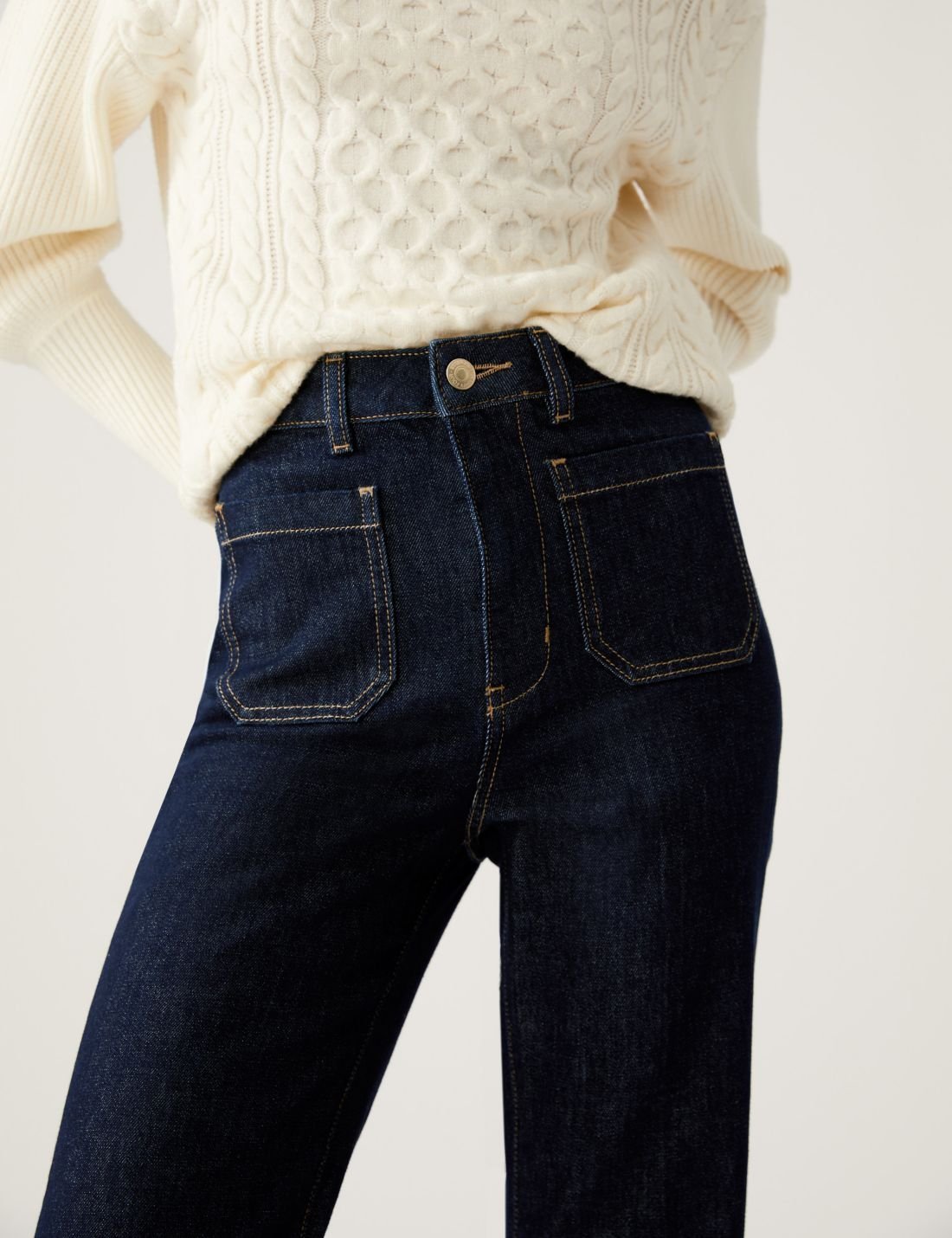 Yüksek Bel Flared Fit Jean Pantolon