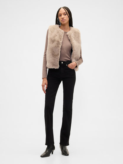 Kahverengi %100 Geri Dönüştürülmüş Faux-fur Kürk Yelek