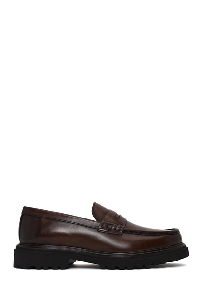 Erkek Kahverengi Deri Casual Loafer