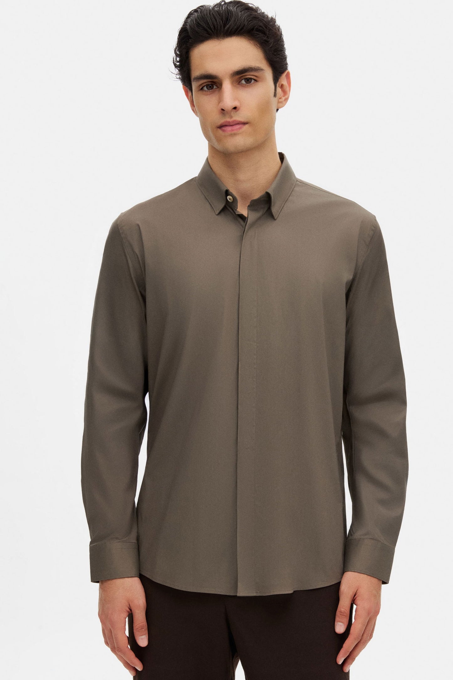 Tween Slim Fit Haki Düz Gömlek