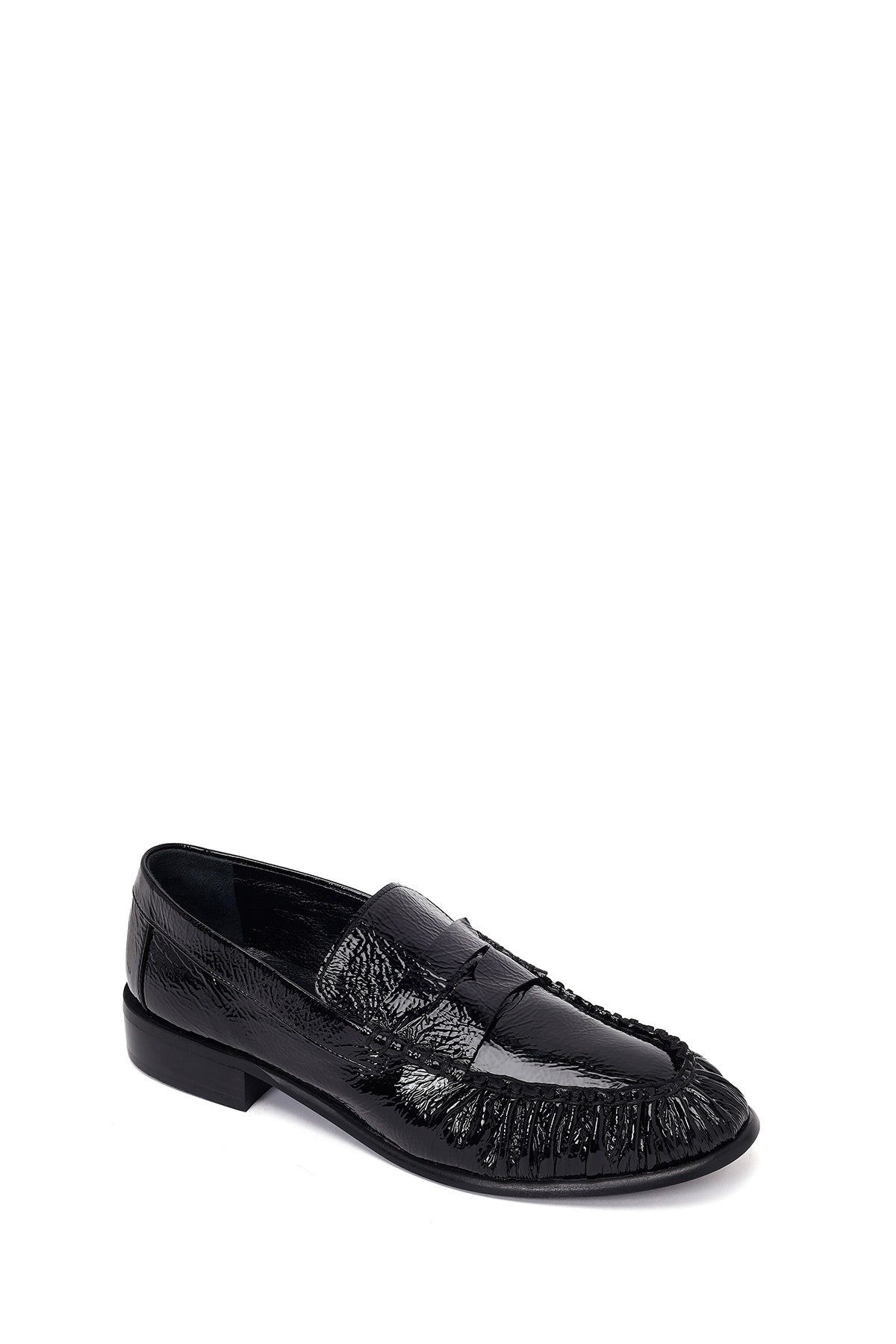 Kadın Siyah Deri Maskülen Loafer