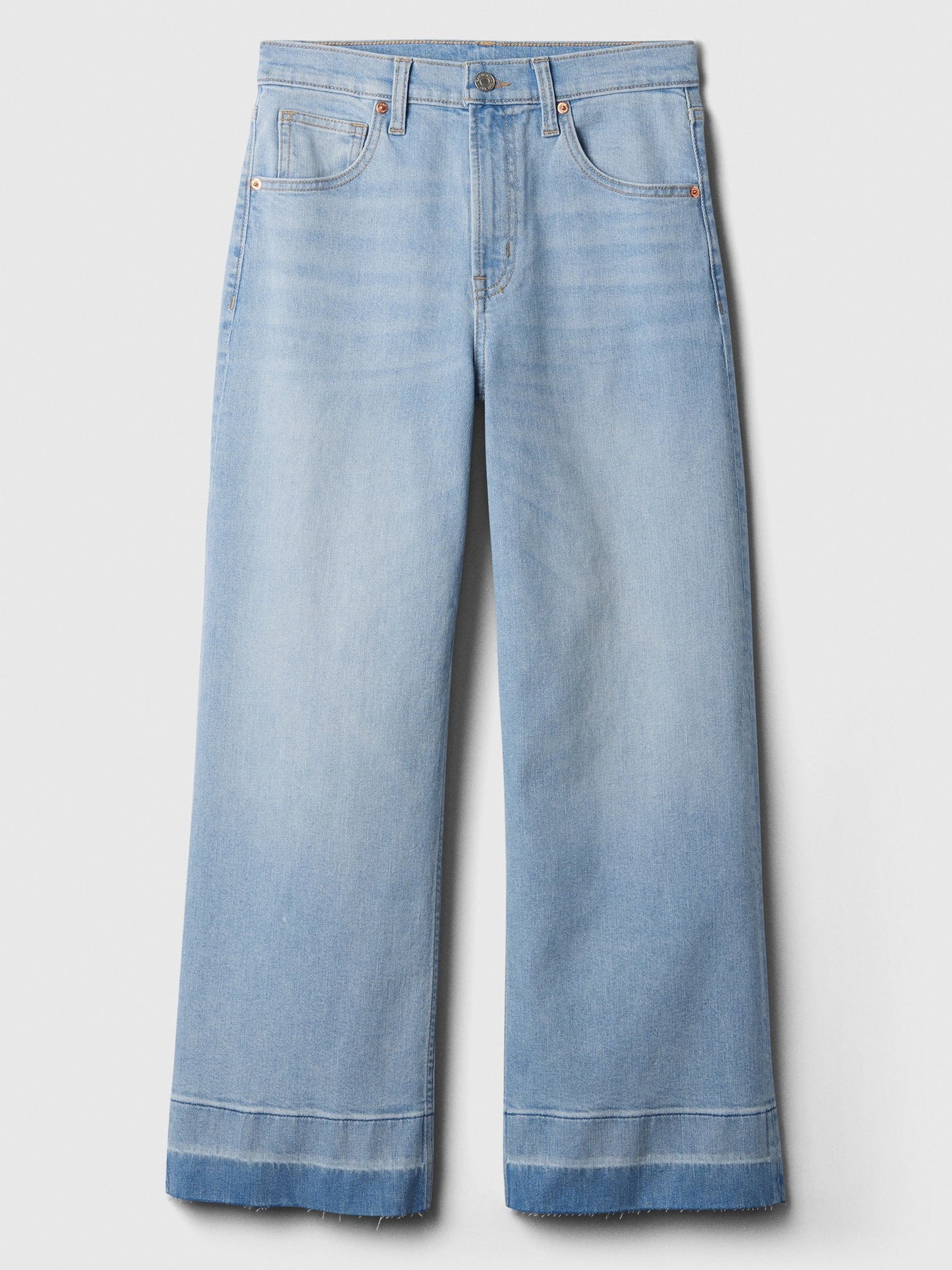 Açık Mavi High Rise Wide-leg Crop Jean Pantolon