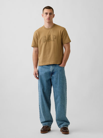 Açık Kahverengi Heavyweight Relaxed Gap Logo Crop T-shirt