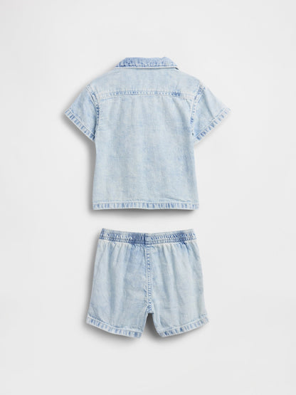 Açık Mavi Denim Outfit Set